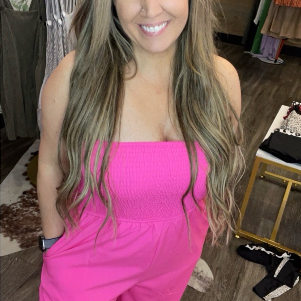 Pink Strapless Jumpsuit